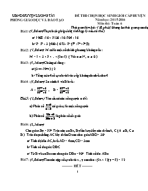 Đề thi chọn học sinh giỏi cấp huyện năm học 2013-2014 môn thi Toán, lớp 6